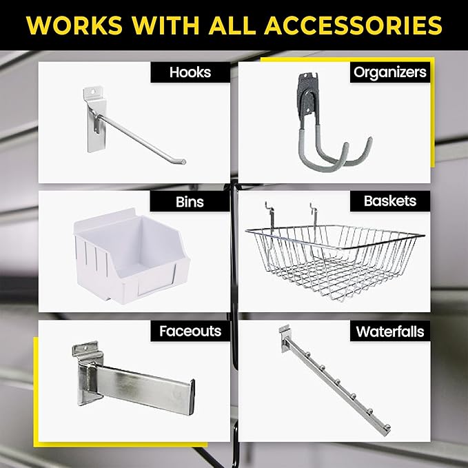 DLDIRECT 48" X 96" - White Slatwall Panel Garage Organizer: Heavy Duty Wall Mounted PVC Rack, Interlocking Slat Paneling for Garage Storage, Slotwall Board, Shelves System