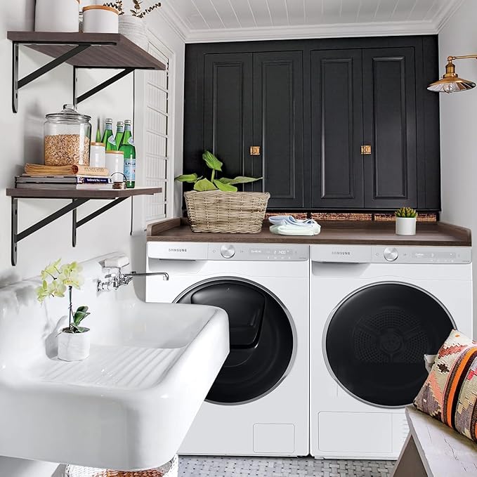 Kaboon Washer Dryer Countertop, Melamine Countertop with Edge Rails - 27.5" Depth x 54" Width Laundry Room Organization, Eucalyptus