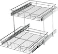 LOVMOR 2 Tier Individual Pull Out Cabinet Organizer 22½" W x 21½" D, Slide Out Kitchen Cabinet Storage Sliding Shelves