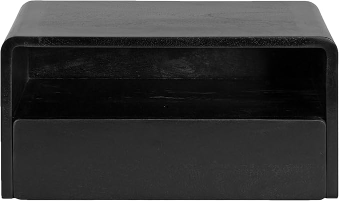 Kate and Laurel Kato Modern Wood Floating Side Table with Drawer; 18 x 10 x 9; Black; Contemporary Wooden Floating Nightstand for Bedroom Bedside Table