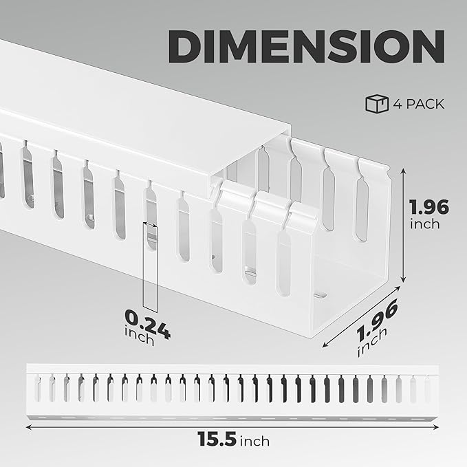 YECAYE 4x15.7in Cable Management, Large Capacity Cable Organizer, Cord Hider, for Desk Cable Management, Wire Management, Cord Organizer, White