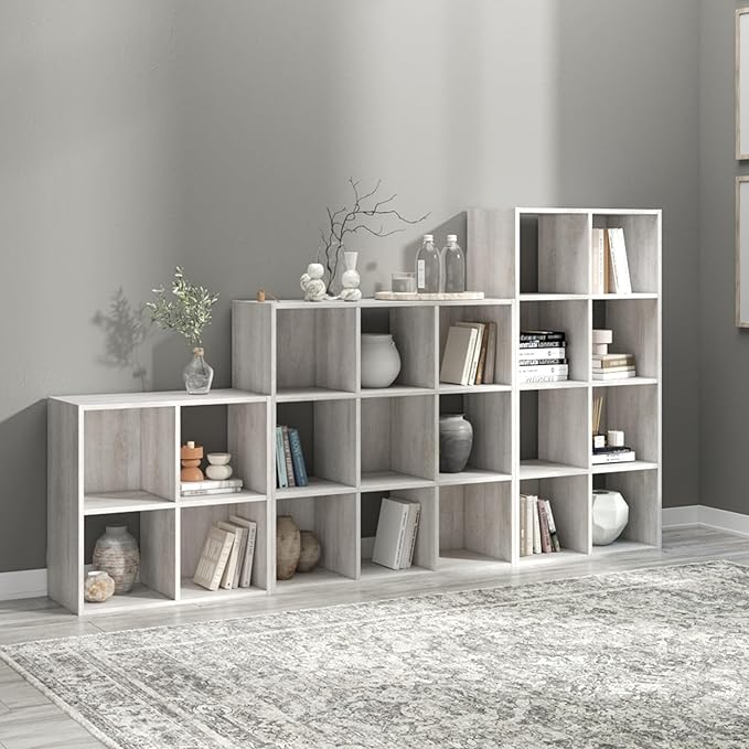 Signature Design by Ashley Paxberry Coastal 9 Cube Storage Organizer or Bookcase, Whitewash