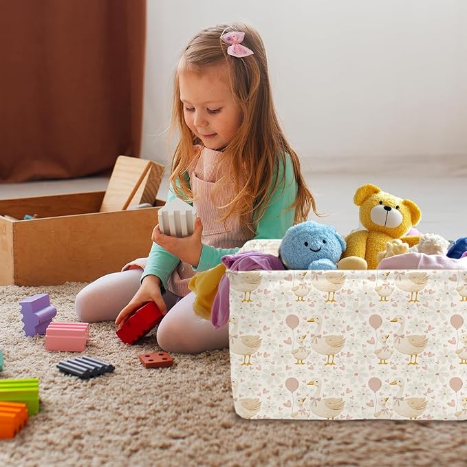 A New Silly Goose Storage Basket, Cute Waterproof Canvas Toy Storage Box, Foldable Room Decorative Basket with Handle, Gift for Christmas, Suitable for Wardrobe, Bedroom, Home Living Room Shelf