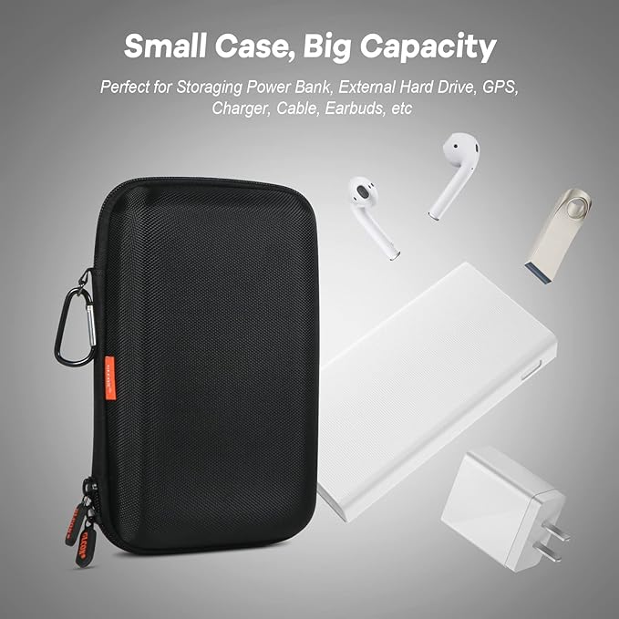 2 Colors Shockproof Hard Shell Carrying Case for GPS, External Hard Drive, Power Bank, Charger, Cable, Heart Monitor, Cell Phone, Electronic Accessories - Larger Capacity Storage Pouch Travel Bag