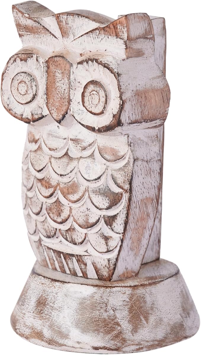 Stocking Stuffers Wooden Owl Glasses Holder Night Stand Reading Eyeglass Retainer White Elephant Gifts for Adults Women Men Him Her Mom Dad Car Christmas Gifts