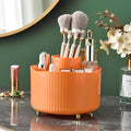 Anyoifax 360° Rotating Makeup Brush Holder Organizer, Make up Brushes Cup for Vanity, 5 Slot Spinning Makeup Organizers for Cosmetics, Lipstick, Pen, Orange