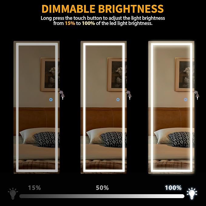 LVSOMT LED Mirror Jewelry Cabinet, Wall/Door Mount Jewelry Armoire Organizer with Lights, Full Length Mirror with Jewelry Storage, Over the Door Hanging Jewelry Cabinet (White)