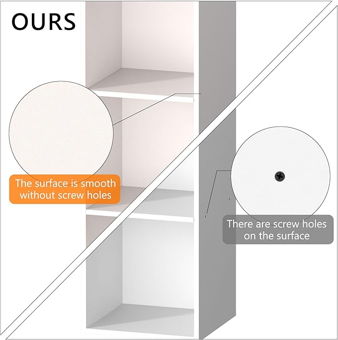 5 Cube Storage Organizer, 5 Tier Vertical Cube Bookcase Freestanding Storage Display Organizer for Home Office, Five Cubes Open Shelf Bookshelf (White, 5 Cube)