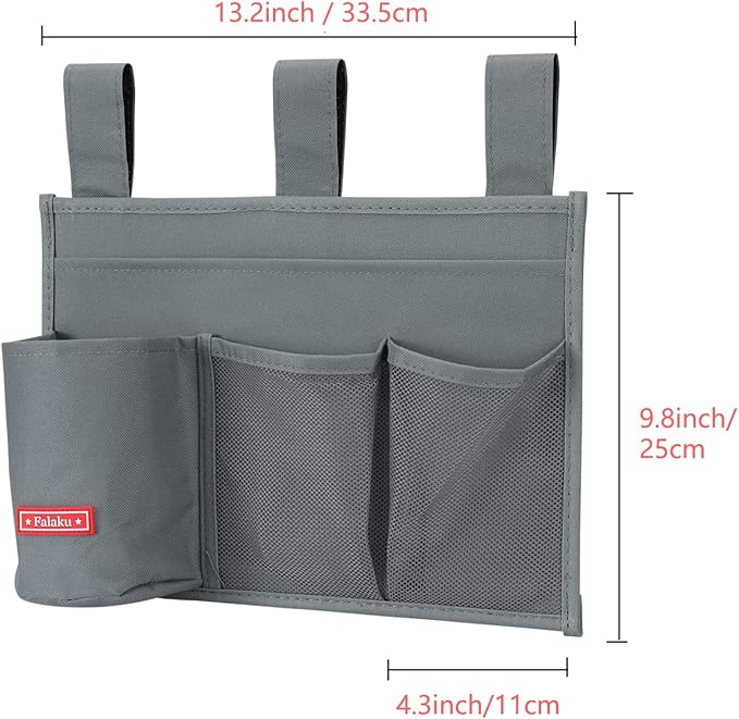 Hanging Bedside Caddy,Bedside Organizer Caddy for Bed Rails(Classic 4 Pockets-Grey)