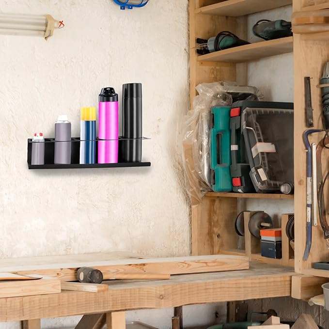 QWORK Spray Can Holder Organizer, Wall Mount Aerosol Rack for Garage & Workspace Storage, Pack of 2, Holds 10 Cans