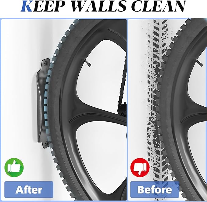 Goovilla Swivel Bike Wall Mount 1 Pack, Space Saving Bike Hangers for Garage with Screw and Easy Installation, Metal Vertical Bike Rack Wall Mount Holds up to 66.2lbs with No-scratch Protection, Black