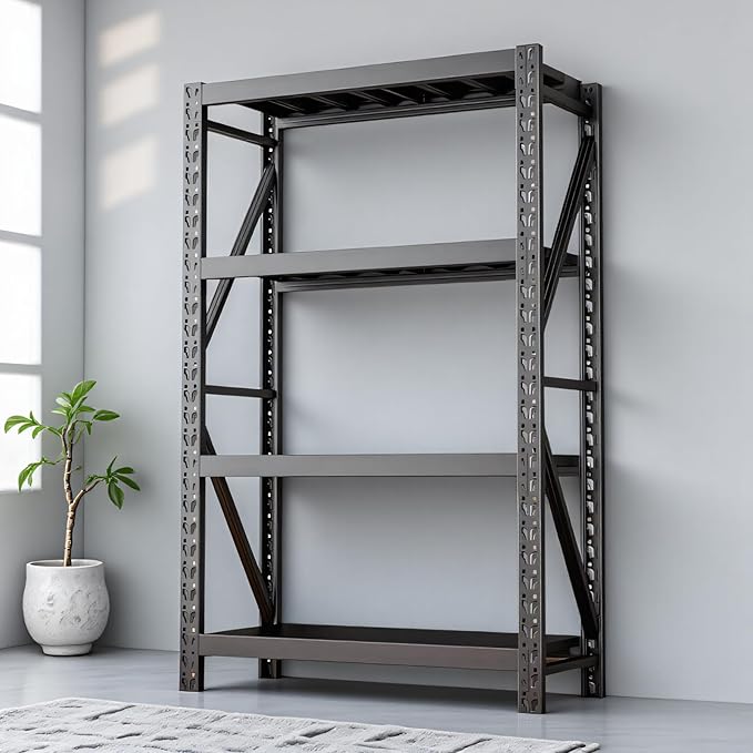 torage Shelves,Garage Shelving Heavy Duty Metal Adjustable Garage Shelves, Shelving Units Industrial Shelving for Warehouse(Black, W31.5*D19.7*H79)