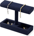 Oirlv Microfiber T-Bar Watch Display Stand Jewelry Display Props Jewelry Organizer Holder for Watch Bracelet Ring Earrings (Blue,Microfiber)
