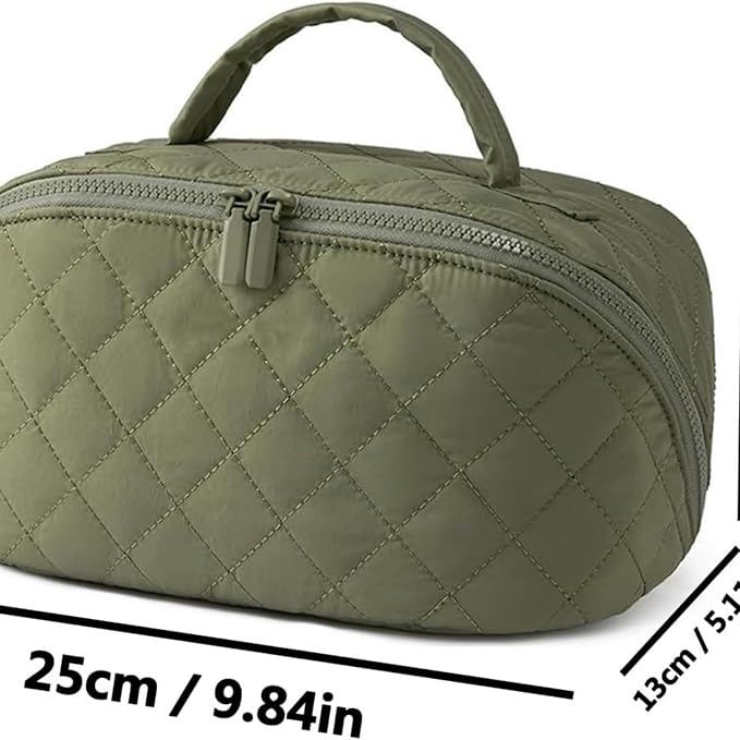 Travel Makeup Bag, Wide Open Expandable Lay-Flat Cosmetic Case, Padded Organizer for Toiletries & Brushes Large Capacity with Compartments