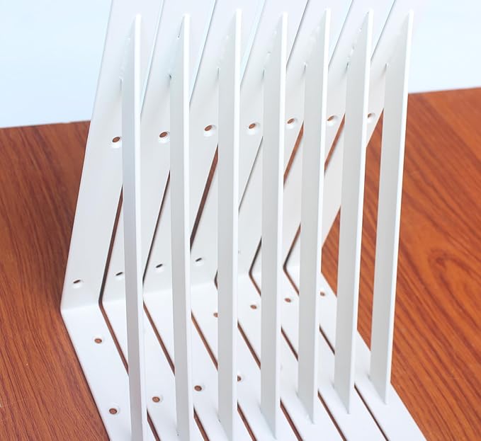 16 Pack L12 x H 8" White Heavy Duty Shelf Brackets with Screws Metal Shelf Brackets Shelf Support Angle Brackets for Shelves L Brackets Heavy Duty Floating Shelf