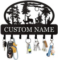 Personalized Key Holder for Wall, Custom Metal Deer Cabin Key Hooks with Name, Metal Key Holder Hooks Organizer Rack, Key Hanger Decor for Kitchen, Entryway, Hallway, Office, Doorway