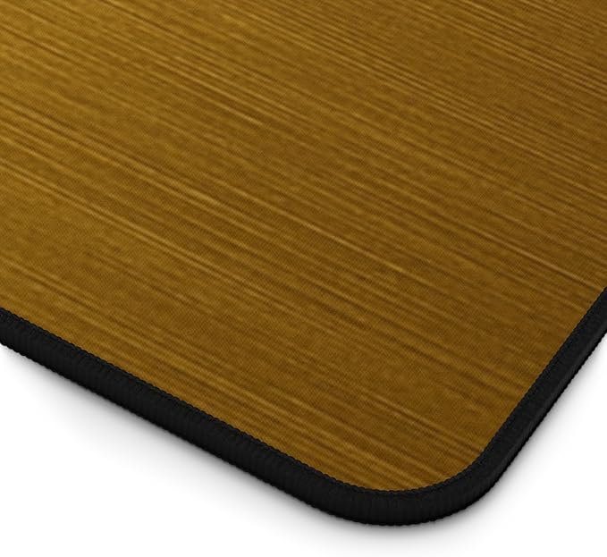 Brushed Metal Texture Desk Mat - Extended Mouse Pad & Desk Pad, Neoprene Surface, Non-Slip Rubber Base, Stitched Edges, Desk Protector for Keyboard & Mouse (Gold, 16x32)