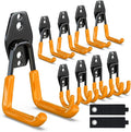 3-H Garage Wall Hooks 10 Pack, Heavy Duty Garage Hooks with Extra Welding Spots, Wall Mount Storage Organizer for Hanging Garden Lawn Tools, Chair, Shovel, Blower, Toolkit (Orange)