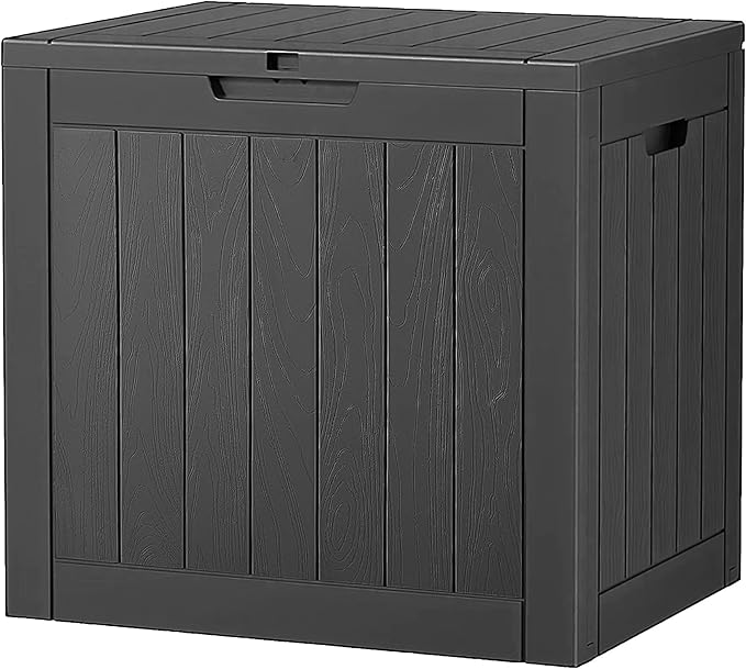 NUNU LAB 32 Gallon Outdoor Storage Box Waterproof, Outside Package Delivery Deck Boxes with Lockable Lid, Backyard Storage Bin For Garden Tools, Patio Cushions Accessories, Black