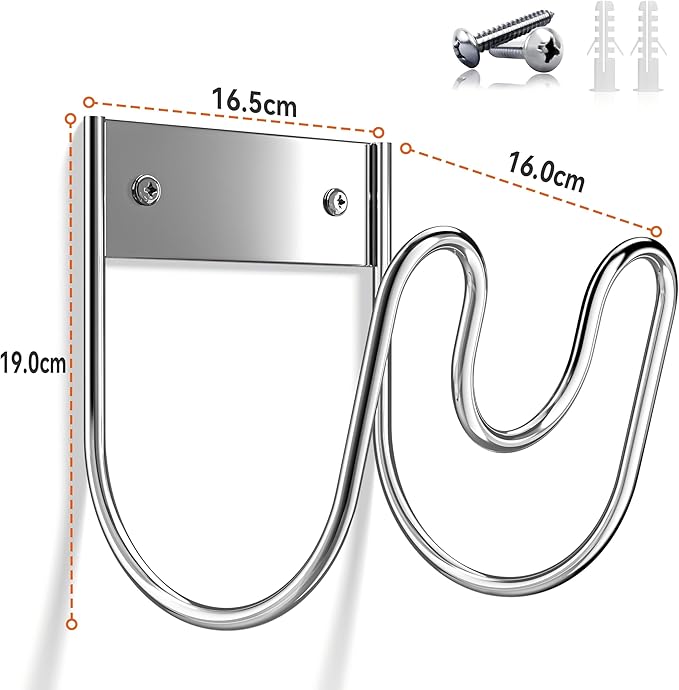 Stainless Steel Garden Hose Holder - Extra Large Heavy Duty Silver SS304 Wall Mounted Hanger for Water Hose, Extension Cords, Vacuum Lines, Anti-Rust
