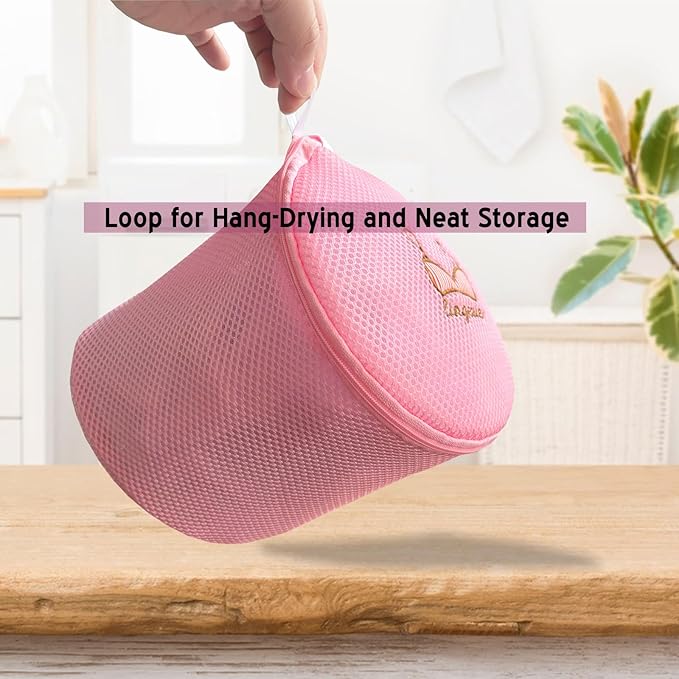 Large Bra Laundry Bags for Washing Machine, Fits All Cups Anti Deformation Bra Washing Bag, Lingerie Bags for Washing Delicates (2 Pack Pink)