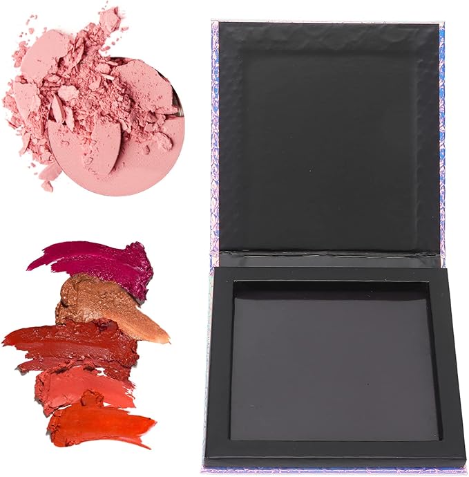 PU Empty Eyeshadow Palette, Fish Scale Small Magnetic Palette, Portable Magnetic Cosmetics Palette for Storing Eye Shadow, Lipstick, Blush, Loose Powder