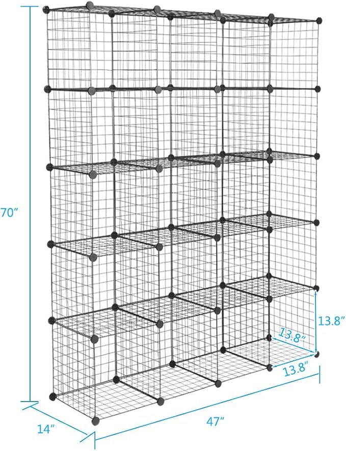 20 - Cube Organizer: Wire Cube Storage for Home & Office - Multifunctional, Modular Cubbies