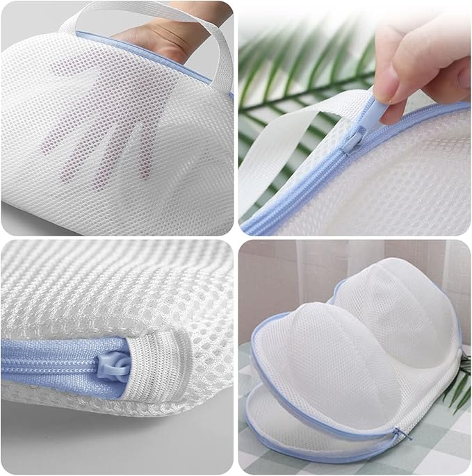 2 Pack Large Bra Laundry Bags for Washing Machine, Lingerie Bag for Washing Delicates Underwear Brassiere, Bra Washer Protector for Laundry (White 2 pack)