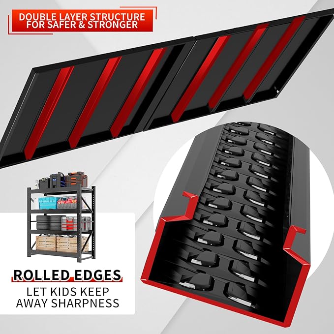4000LBS Garage Storage Shelves, 47" W Garage Shelving Heavy Duty Adjustable Shelving Unit, 4 Tier Metal Utitly Shelves Industrial Shelving for Warehouses,Basement,Black