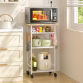 Rolling Kitchen Microwave Cart, 4 Tier Microwave Table Stand with Storage, Kitchen Storage Rack on Wheels, Coffee Station Cart Rack Shelf Organizer for Living Room Office, Balcony