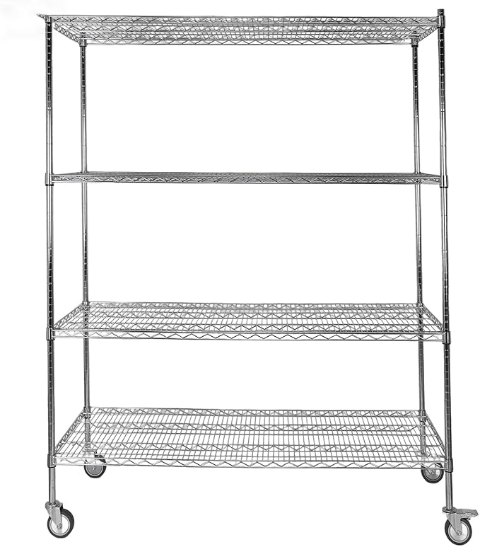 5-Tier 70.87x59.76x23.98in Heavy Duty Steel Storage Rack Each Layer Support 250KG Shelving Units and Storage Rack with Wheels for Warehouse Garage Hospital Commercial Space