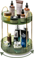 360 Rotating Makeup Organizer for Vanity,2 Tier Large Capacity Skincare Organizers,Bathroom Counter Organizer, Spinning Perfume Organizer & Vanity Organizer (Green-2 Tier)