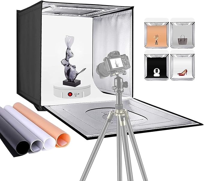 JAYEGT Motorized Rotating Display Stand, 330Lbs Load，360 Degree Electric Rotating Turntable for Photography Products Display，Live Video Show,Remote Control Angle, Speed (White/8.66inch /Wired)