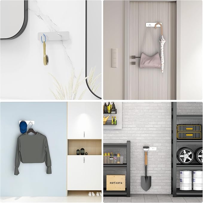 Ironing Board Holder Wall Mount, Ironing Board Hanger for Y or T Shaped, Laundry Rooms Stainless Steel Iron Board Hook with Adjustable Hooks