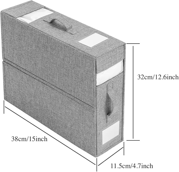Linen Closet Organizer with Visible Window - Sheet, Blanket, Duvet & Pillowcase Folding Storage (Gray)