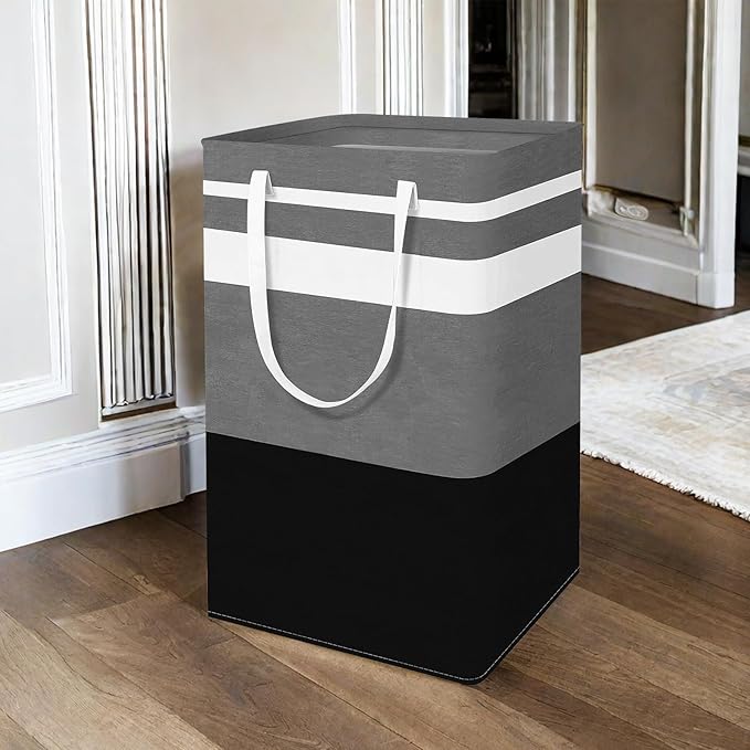 2-Pack Foldable Laundry Basket,Large Laundry Baskets with Handles,Waterproof Laundry Hamper,Collapsible Laundry Hampers for Clothes Organizer 80L (Black&Beige)