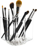Clear Makeup Brush Holder,Acrylic Rotating 360°Makeup Brush Organizer,Pen holder with 4 Grids,Makeup Holder for Courtup,Containers for Desk,1pc