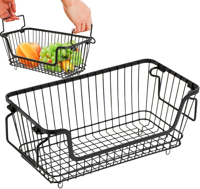Stackable Storage Basket, Easy Application,32x16x14c, Deep Freezer Bins, Refrigerator Storage Bins, Versatile Organizer, For Chest Freezer Ice Cream Fruits Veggies