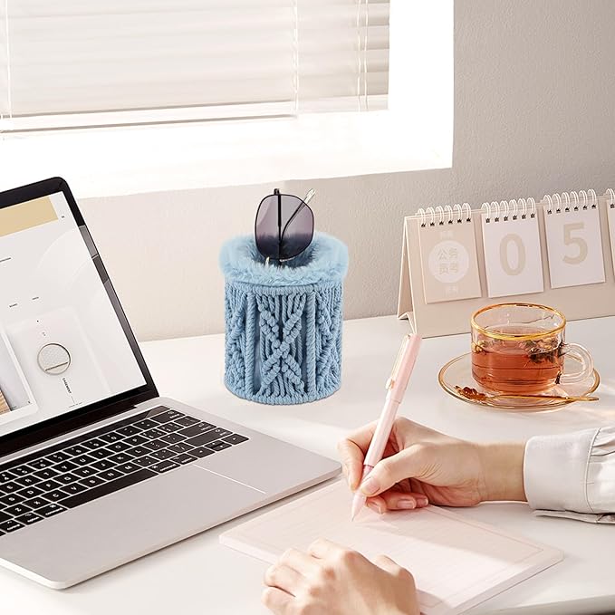 RayLove Glasses Holder for Nightstand, Boho Decor Eyeglass Case, Plush Lined Glasses Holder Stand for Office Desk Organizer