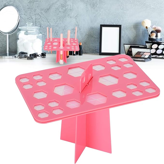 ZJchao Makeup Brush Drying Rack, 26 Hole Makeup Brush Holder Cosmetic Brush Dryer Stand with 2pcs Rack for Storing and Drying Brushes - for Makeup Artists and Cosmetics Lovers