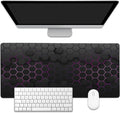 Grid with Purple Light Large Gaming Mouse Pad,Waterproof Desk Mat for Desktop,Non-Slip Rubber Base Mousepad with Stitched Edges for Laptop Office and Home 35.4X15.7 Inch