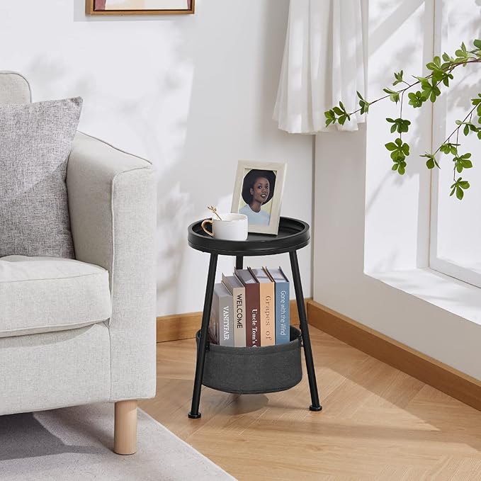 Round End Table, 11.8*17.8' Round Sofa Table, Small Round Table, Small Coffee Table, Living Room Bedroom