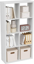 Cube Storage Organizer Bookcase, Decorative 11 inch Open Back Cubical Shelf with Thickened Border, Display Bookshelf for Living Room, Home Office, Sturdy Room (White, 8 Cube)