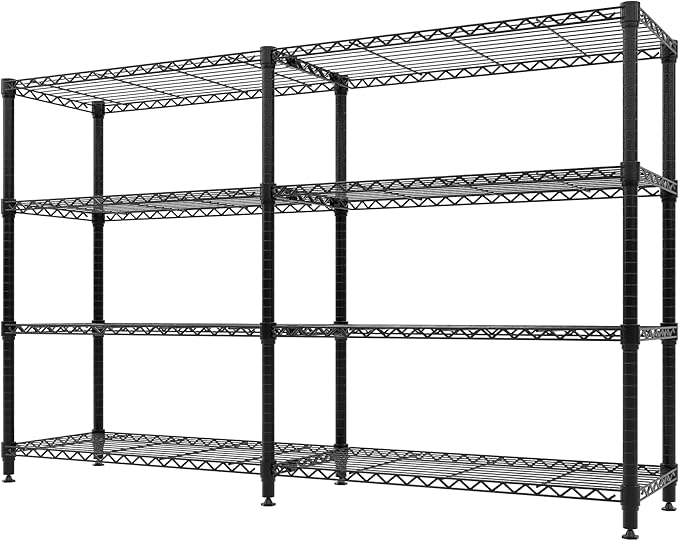 Garvee Metal Storage Shelves Heavy Duty Metal Shelving, 4-tier Wire Shelving Unit Shelves for Storage, Adjustable Shelf Organization for Garage Pantry Kitchen Commercial Basement, 59"W*13.8"D*59.5"H