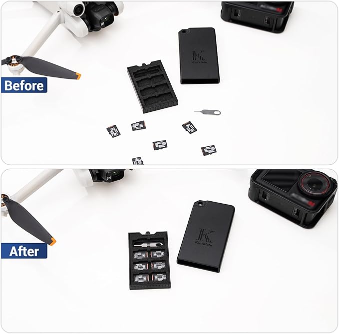 Pop-up Small TF Memory Card Case Holder for 8 TF MSD Cards with Carabiner, Portable Anti-Shock Splash-Proof MicroSD Card Case Storage Protector Organizer Keeper Container, Card Remove Tool Included