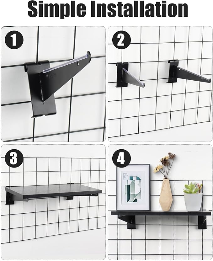 3 Pcs Gridwall Shelf with Metal Brackets, 16"x 6" Wooden Gridwall Shelves Heavy Duty Gridwall Shelving Organizer Accessories for Garage, Visualizer, Workbench and Bitchenette
