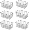 Upright Freezer Organizer Bins， Freezer Baskets for 16, 17, 21 cu.ft Standup Freezer, Wire Storage Baskets with Built-in Handles for Frozen Foods, Snacks, Vegetables, Fruits and More, Set of 6, Black