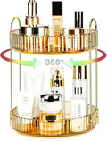360 Rotating Makeup Organizer - Large Capacity Spinning Perfume & Cosmetic Skincare Holder for Vanity & Countertop (Vibrant Orange, 2 Tier)