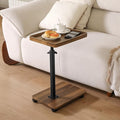 Adjustable Height Couch Tables That Slide Under Sofa, 360° Swivel Modern Tv Tray Table with Wheel, C Shaped End Table for Couch, C Table for Small Place, Perfect for Livingroom, Bedroom