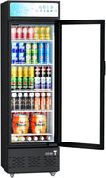 Commercial Glass Door Display Refrigerator 12 cu.ft Commercial Beverage Refrigerators with LED Light & 5 Shelves for Cafe, Restaurant, Store, Bar